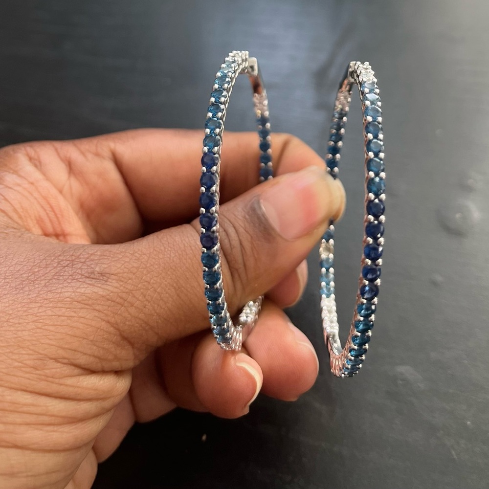 Ross Simons blue stone large earrings